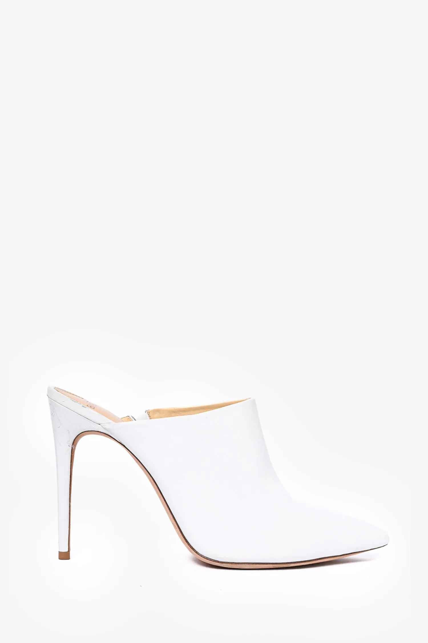Alexandre Birman White Leather Heeled Mules Size 42