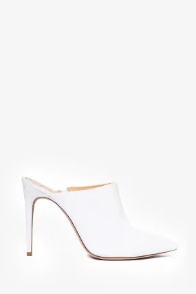 Alexandre Birman White Leather Heeled Mules Size 42