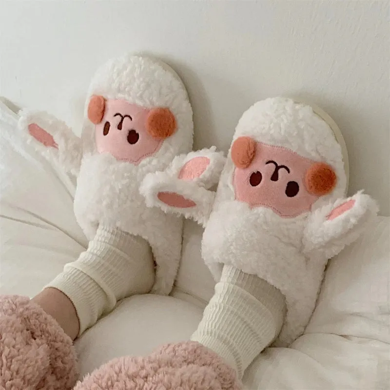 Animal Faces Fluffy Slippers