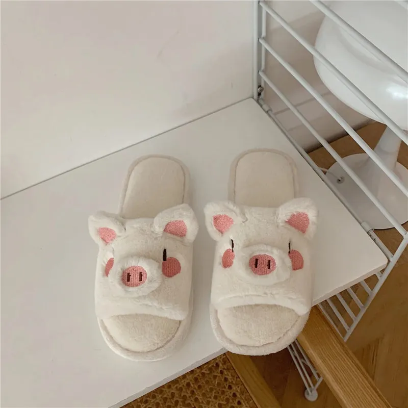 Animal Faces Fluffy Slippers