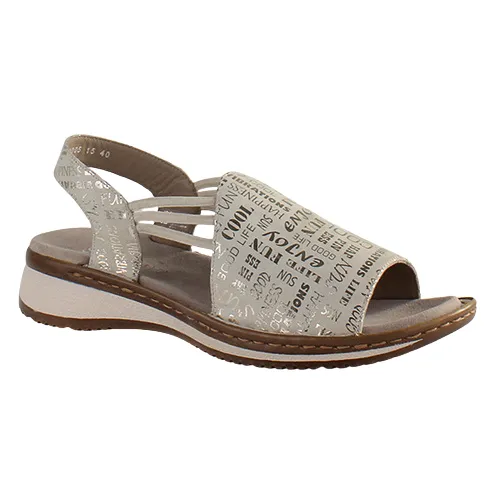 Ara Ladies Wide Fit Sandals - 29005 - Cream/Silver