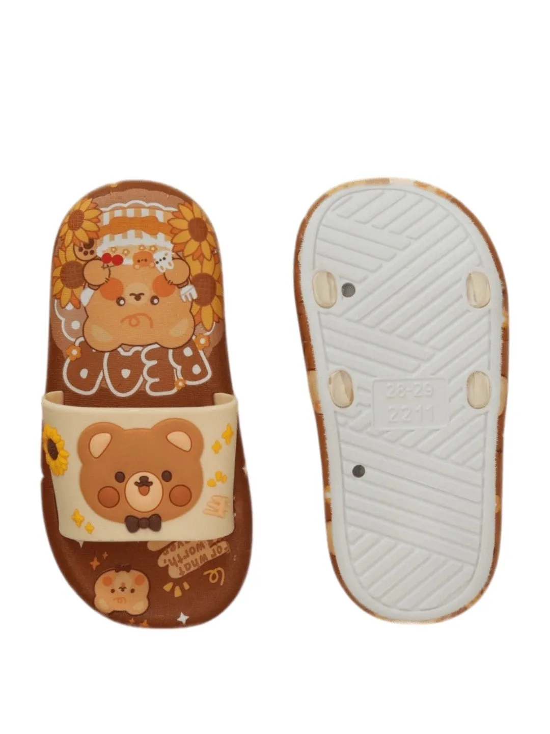Autumn Comfort Teddy Applique Slides – Rich Brown