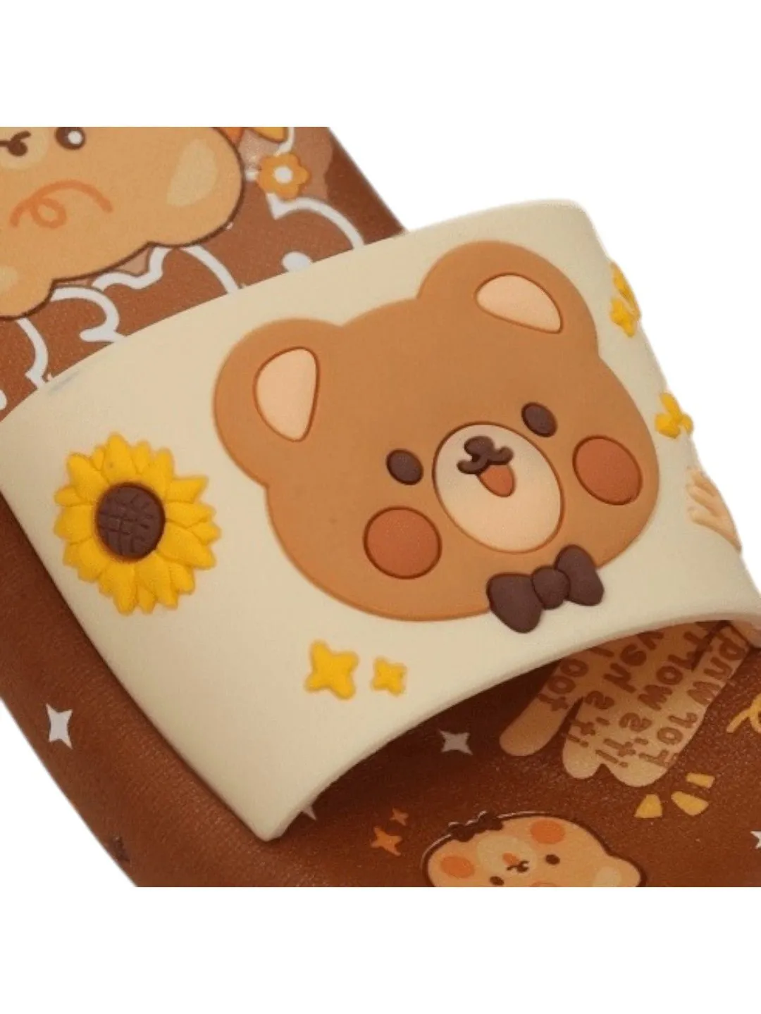 Autumn Comfort Teddy Applique Slides – Rich Brown
