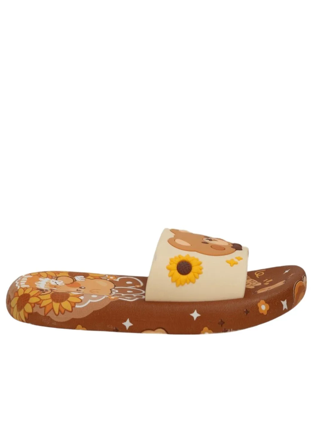 Autumn Comfort Teddy Applique Slides – Rich Brown