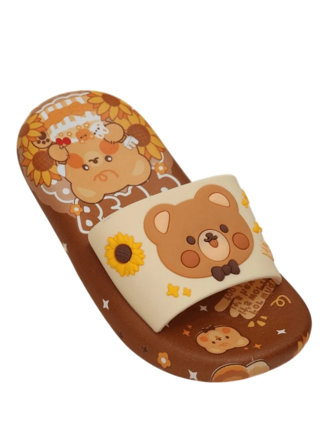 Autumn Comfort Teddy Applique Slides – Rich Brown