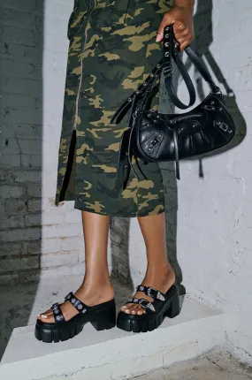 AZALEA WANG EZZIE CHUNKY SANDAL IN BLACK