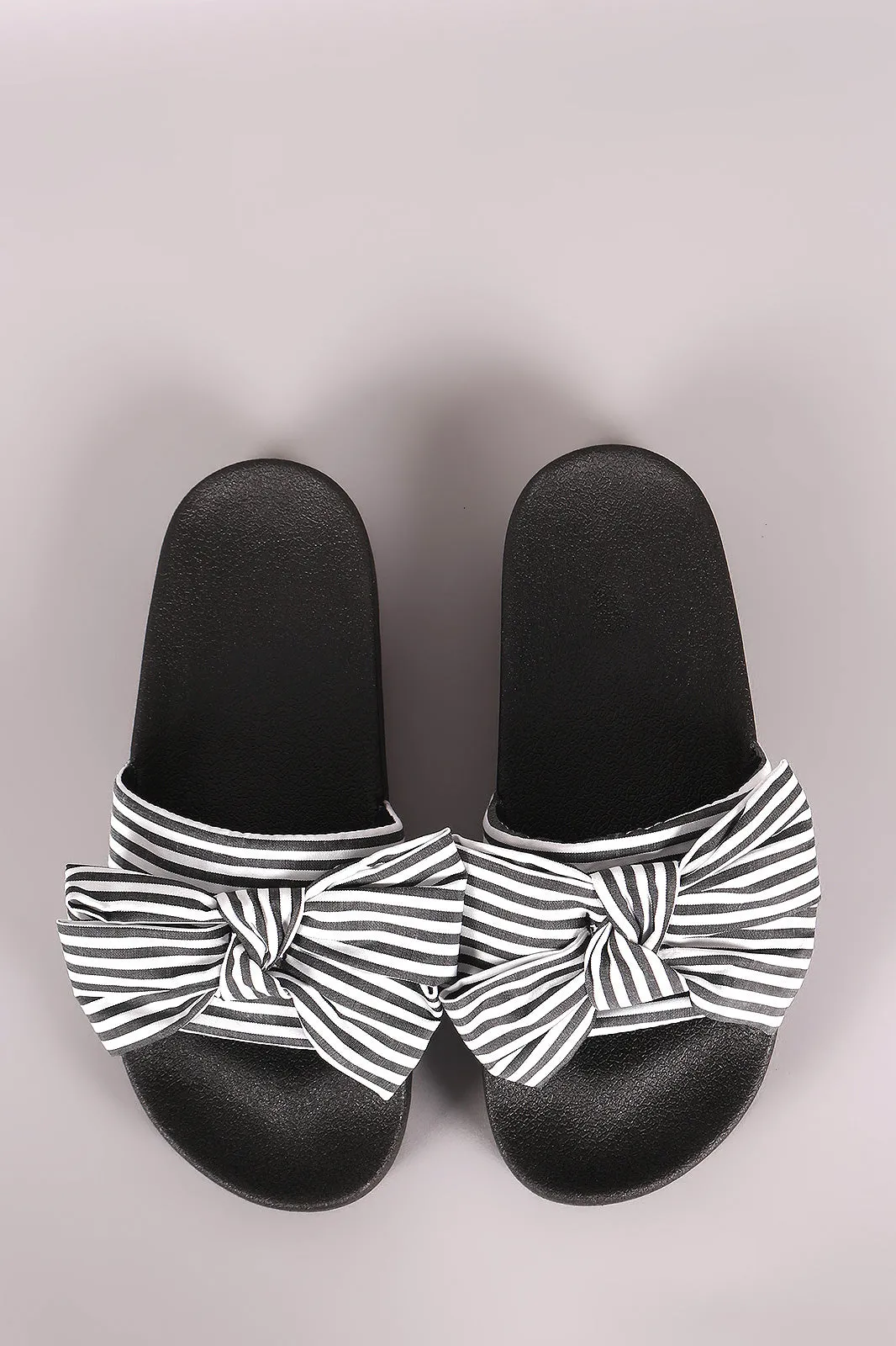 Bamboo Printed Oversized Bow Lug Sole Slide Sandal
