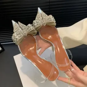 binfenxie  -  2024 Spring Design Crystal PVC Transparent Woman Pumps Elegant Style Thin High Heels Party Prom Female Mule Shoes