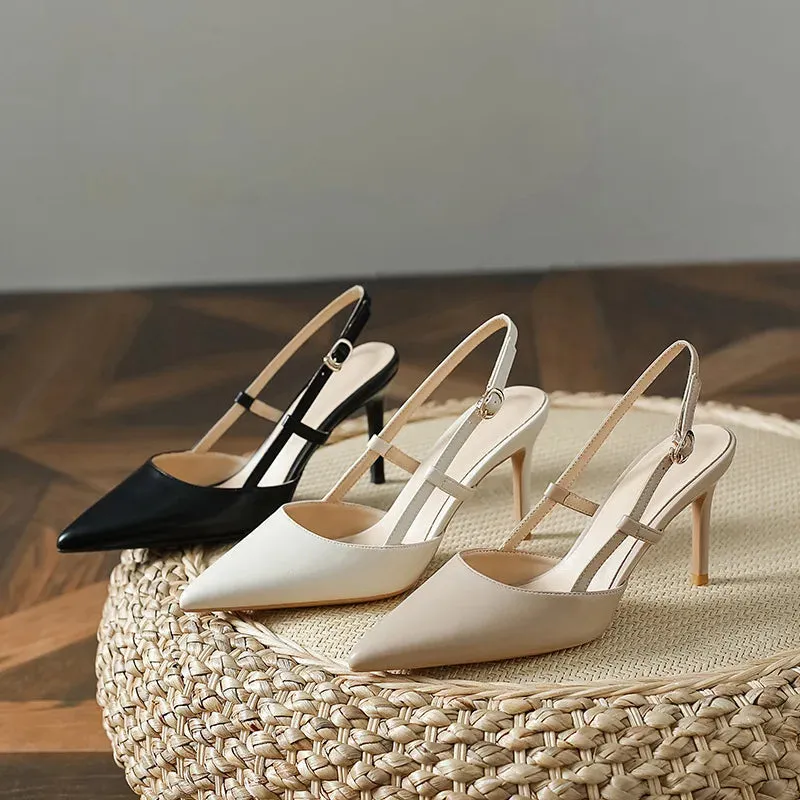 binfenxie  -  8cm New Fashion Sandals High Heels Female Ankle Strap Pointed Toe Party for Women Shoes 39 40 41