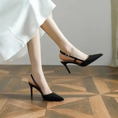 binfenxie  -  8cm New Fashion Sandals High Heels Female Ankle Strap Pointed Toe Party for Women Shoes 39 40 41