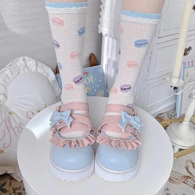 binfenxie  -  Cute Bowknot Loli Shoes Women's Fashion Tea Party Round-toe Wedge Lolita Shoes Kawaii Bow Lolita Jk Girls' Shoes