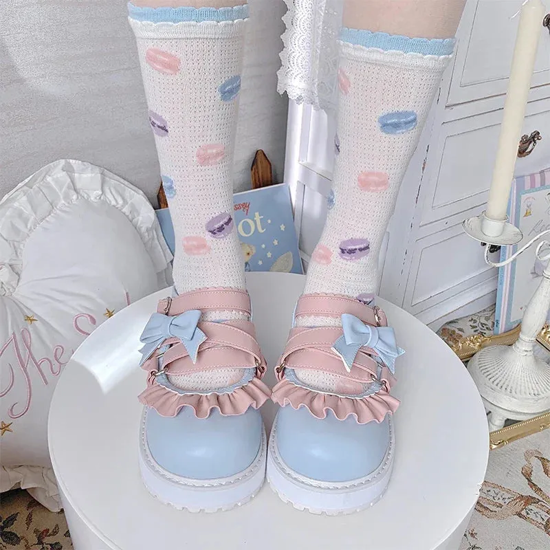 binfenxie  -  Cute Bowknot Loli Shoes Women's Fashion Tea Party Round-toe Wedge Lolita Shoes Kawaii Bow Lolita Jk Girls' Shoes
