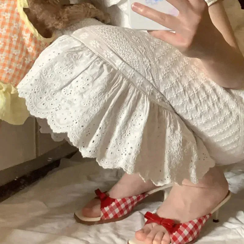 binfenxie  -  Designer Butterfly-knot Women Open Toe Slippers Fashion Elegant Low Heel Slides Summer Ladies Outdoor Party Dress Shoes