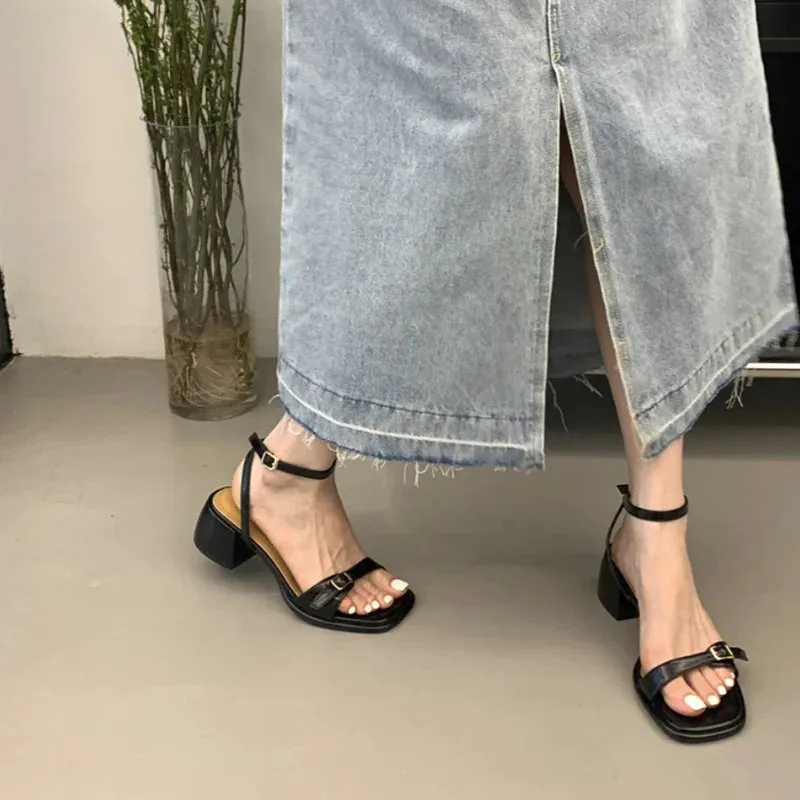 binfenxie  -  Designer Summer Woman Sandals Fashion Elegant Open Toe Thick Heel Shoes Ladies Outdoor Party Dress Sandalias