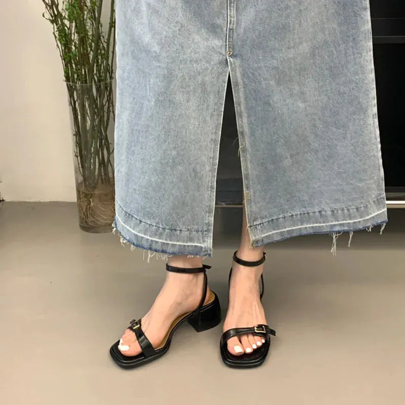 binfenxie  -  Designer Summer Woman Sandals Fashion Elegant Open Toe Thick Heel Shoes Ladies Outdoor Party Dress Sandalias