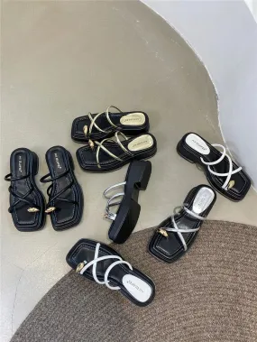 binfenxie  - Elegant Women Slides Slippers Outside Mules Shoes Thick Mid Heels Black White Silver Gold Summer Party Pumps Sexy Office Slides
