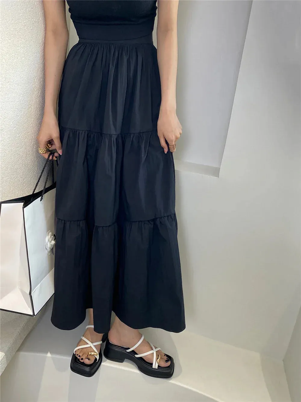 binfenxie  - Elegant Women Slides Slippers Outside Mules Shoes Thick Mid Heels Black White Silver Gold Summer Party Pumps Sexy Office Slides