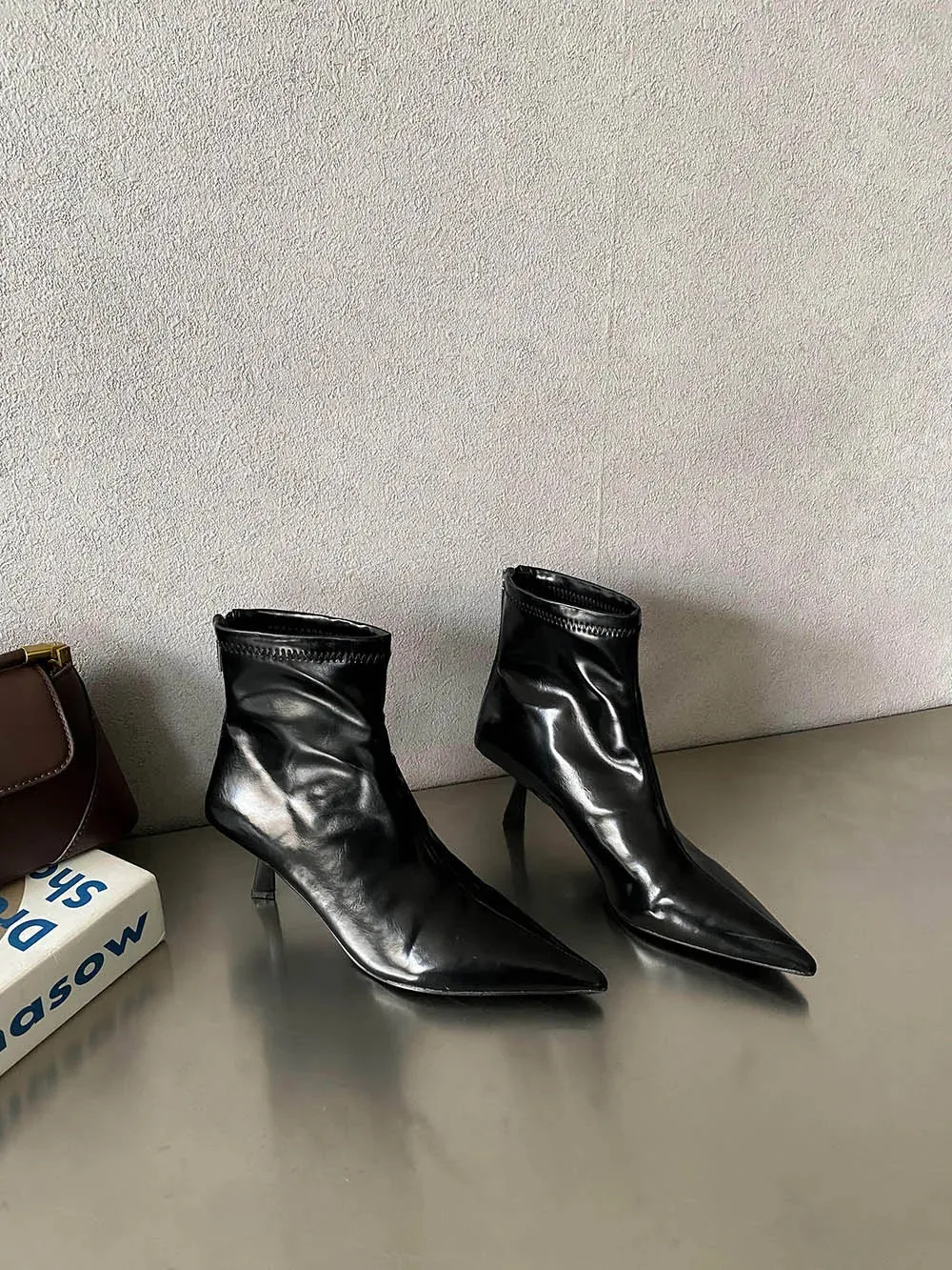 binfenxie  -  Fashion Women Ankle Boots Ladies Sock Stretch Shoes Thin High Heels Party Pumps Dress Shoes Sexy Sock Boots Woman Size 35-40
