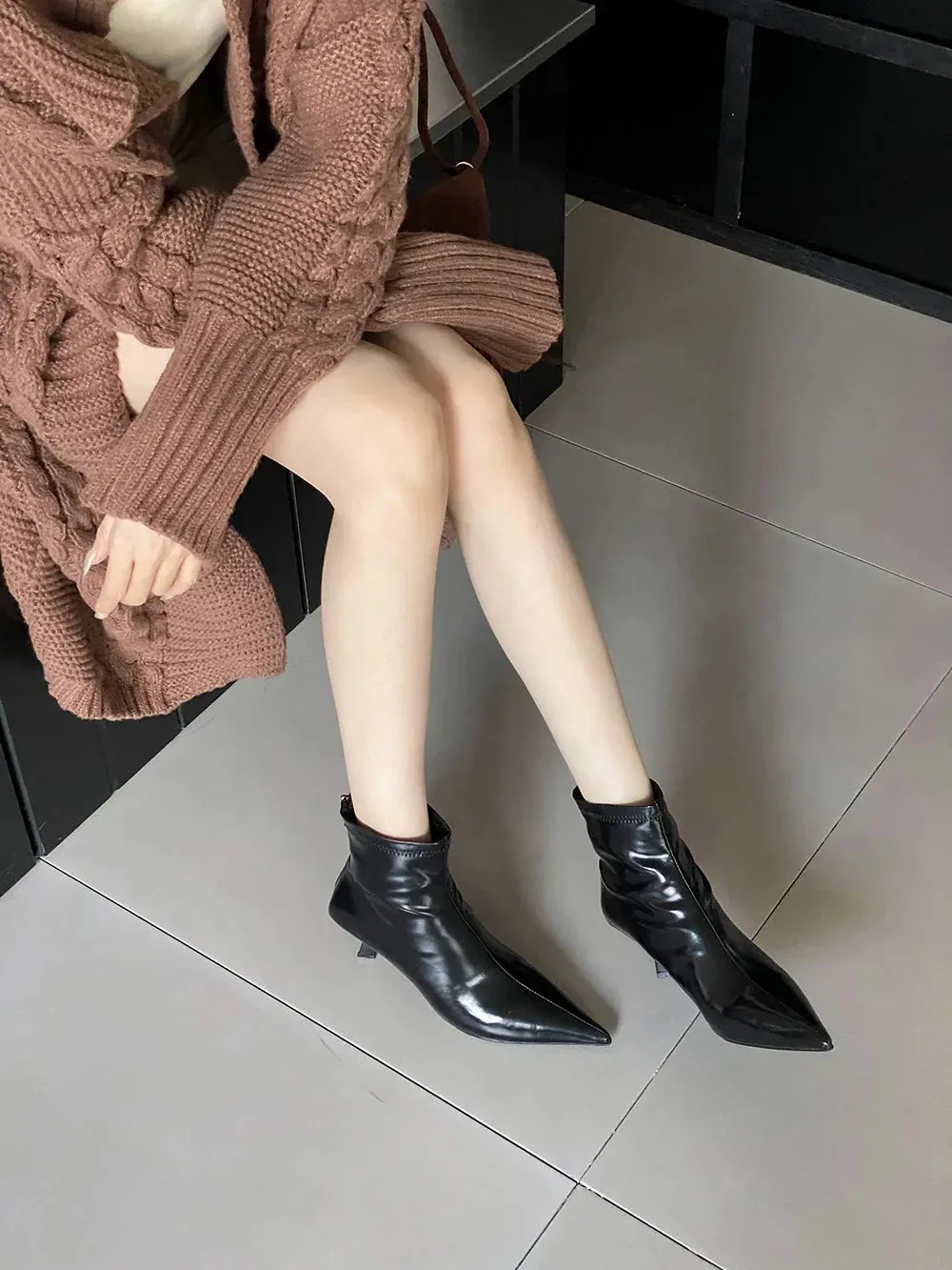 binfenxie  -  Fashion Women Ankle Boots Ladies Sock Stretch Shoes Thin High Heels Party Pumps Dress Shoes Sexy Sock Boots Woman Size 35-40