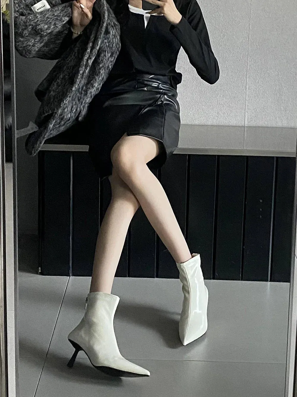 binfenxie  -  Fashion Women Ankle Boots Ladies Sock Stretch Shoes Thin High Heels Party Pumps Dress Shoes Sexy Sock Boots Woman Size 35-40