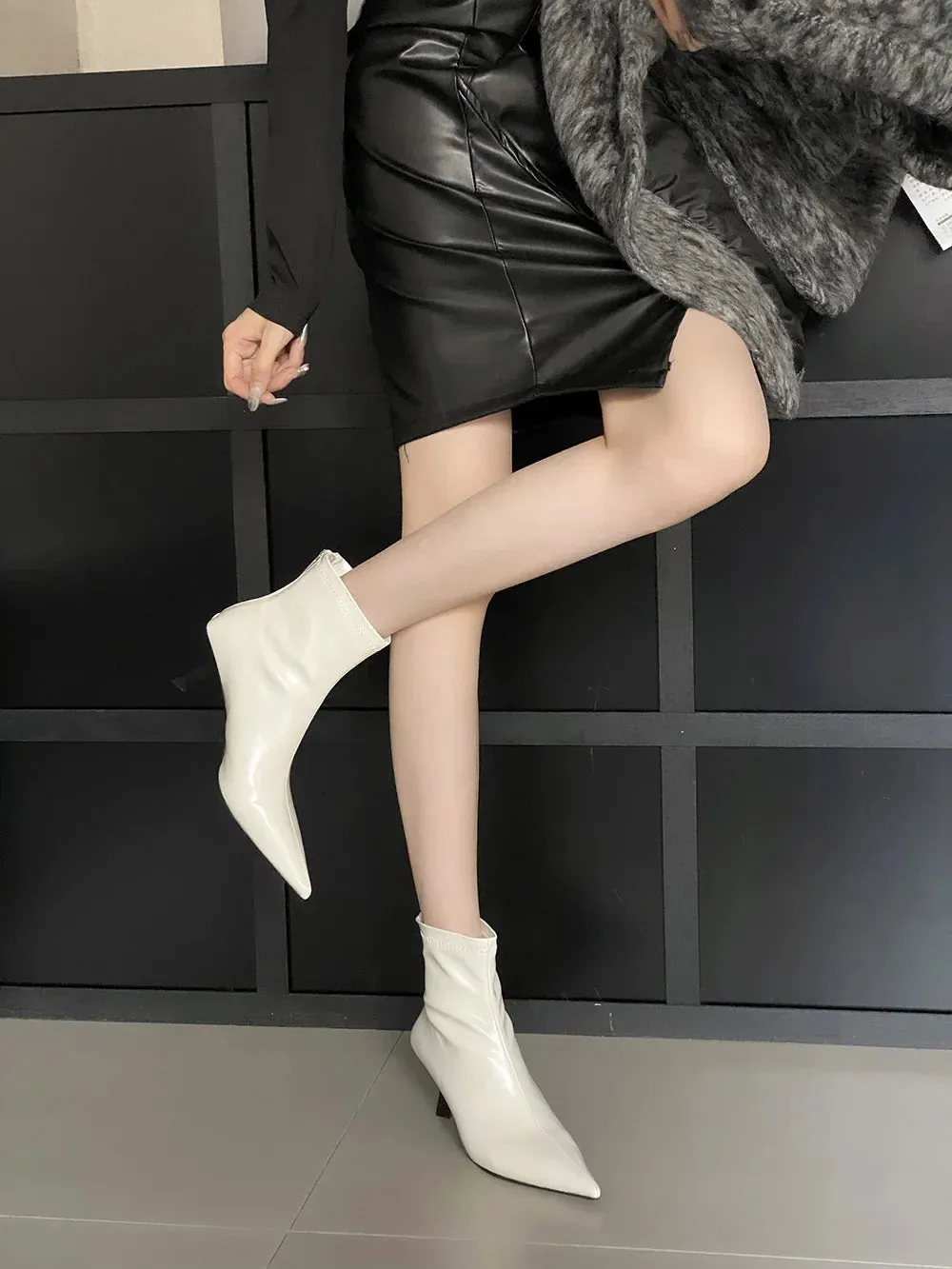 binfenxie  -  Fashion Women Ankle Boots Ladies Sock Stretch Shoes Thin High Heels Party Pumps Dress Shoes Sexy Sock Boots Woman Size 35-40