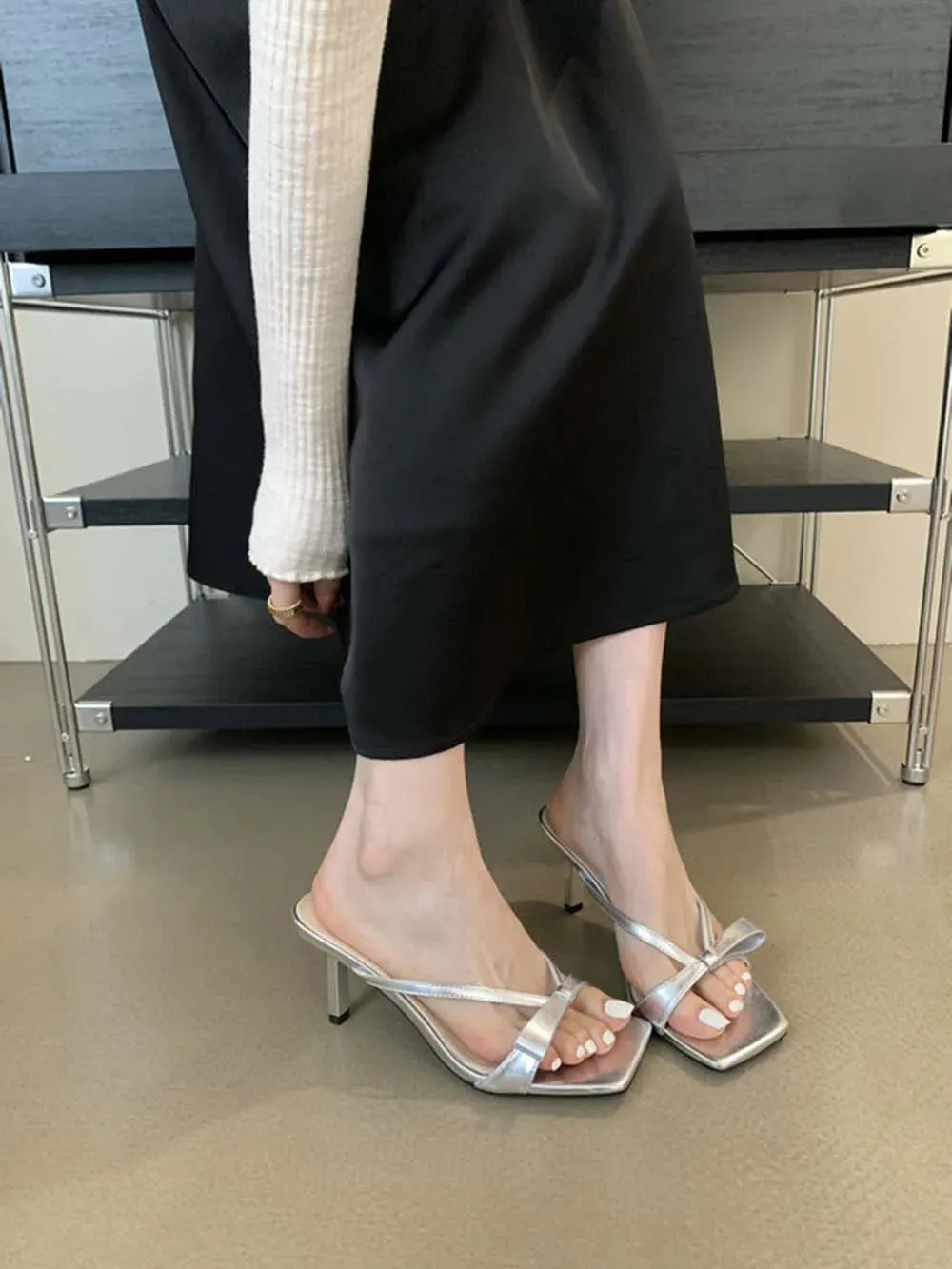 binfenxie  - Fashion Women Sandals Open Toe Summer Dress Shoes Thin High Heels Bow Design Shallow Slip On Party Pumps Dress Size 35-39