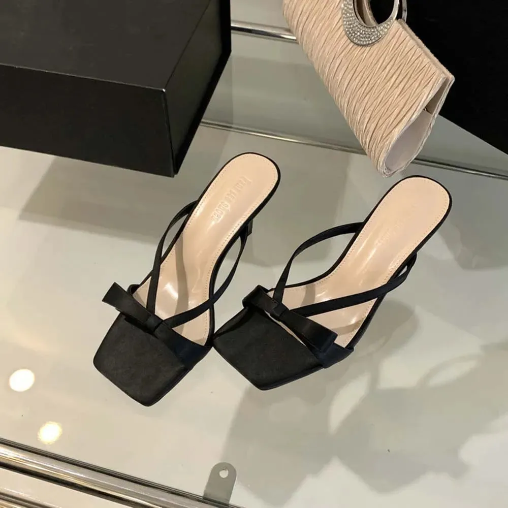 binfenxie  - Fashion Women Sandals Open Toe Summer Dress Shoes Thin High Heels Bow Design Shallow Slip On Party Pumps Dress Size 35-39