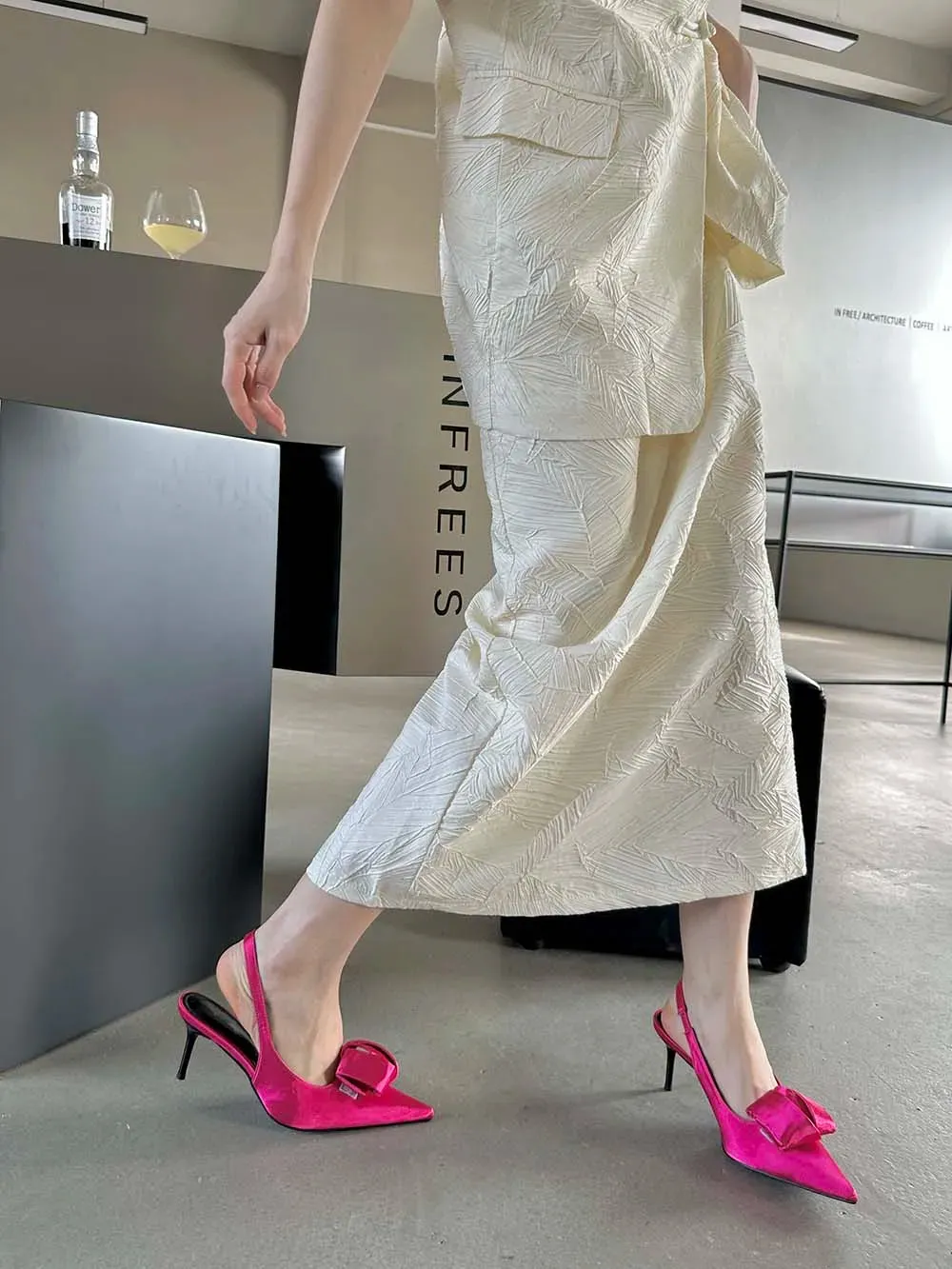 binfenxie  -  Fashion Women Sandals Pointed Toe Summer Dress Shoes Thin High Heels Back Strap Beige Rose Green Black Satin Party Sandals Mules