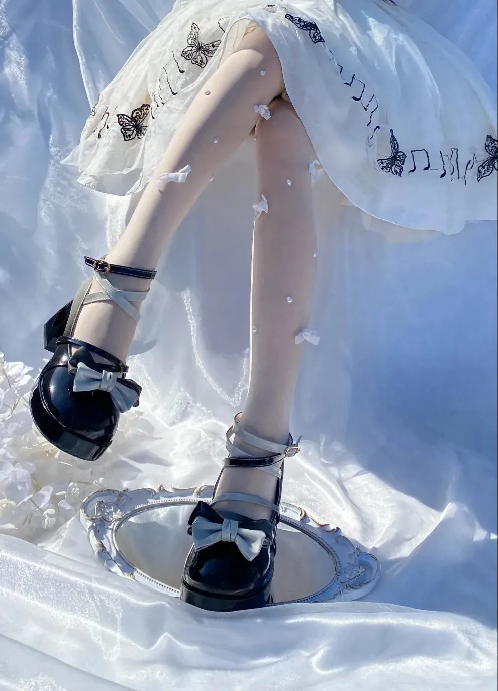 binfenxie  -  Heart-shaped High Heel Kawaii Lolita Gradient Color Pu Leather Lolita Sweet Girls Shoes Round Head Harajuku Tea Party Shoes