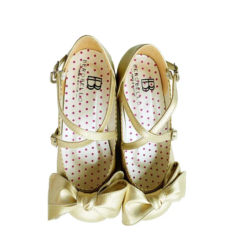 binfenxie  - Lolita Classic Shoes Big Bow Low Heel 2cm Cross Buckle Student Simple Tea Party Goth Female Summer Loli Lady Cosplay Anime Shoe
