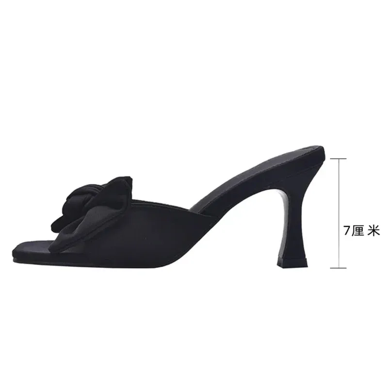 binfenxie  -  Luxury Designer Summer High Heel Women Slipper Fashion Elegant Butterfly-knot Slides Ladies Sexy Party Dress Sandal Pumps Shoes