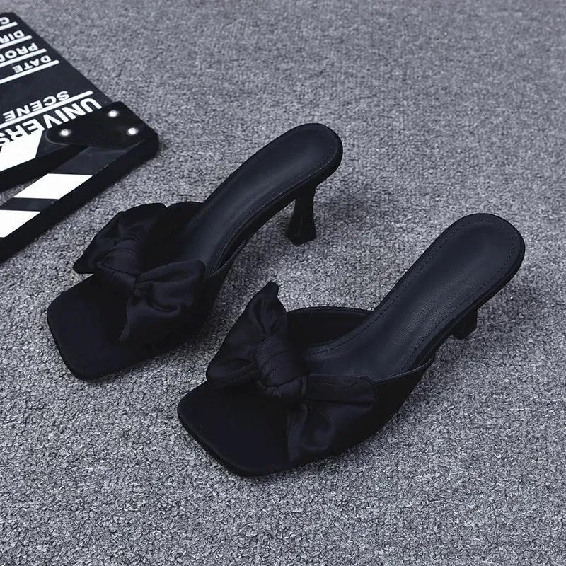 binfenxie  -  Luxury Designer Summer High Heel Women Slipper Fashion Elegant Butterfly-knot Slides Ladies Sexy Party Dress Sandal Pumps Shoes