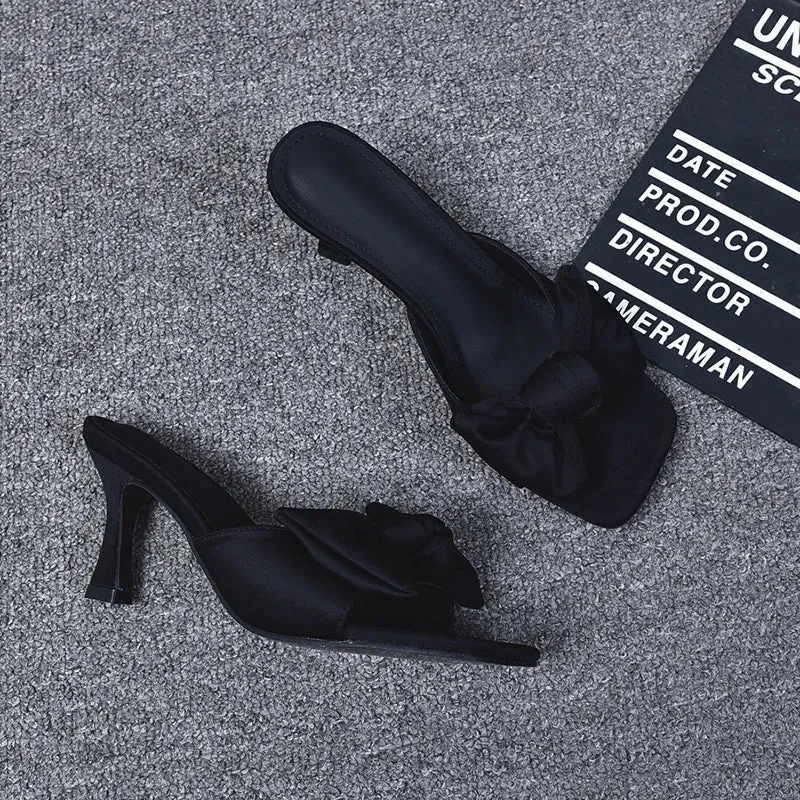 binfenxie  -  Luxury Designer Summer High Heel Women Slipper Fashion Elegant Butterfly-knot Slides Ladies Sexy Party Dress Sandal Pumps Shoes