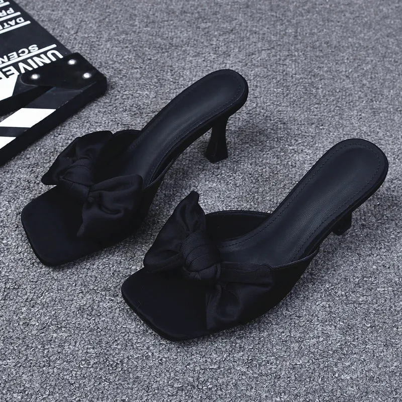 binfenxie  -  Luxury Designer Summer High Heel Women Slipper Fashion Elegant Butterfly-knot Slides Ladies Sexy Party Dress Sandal Pumps Shoes