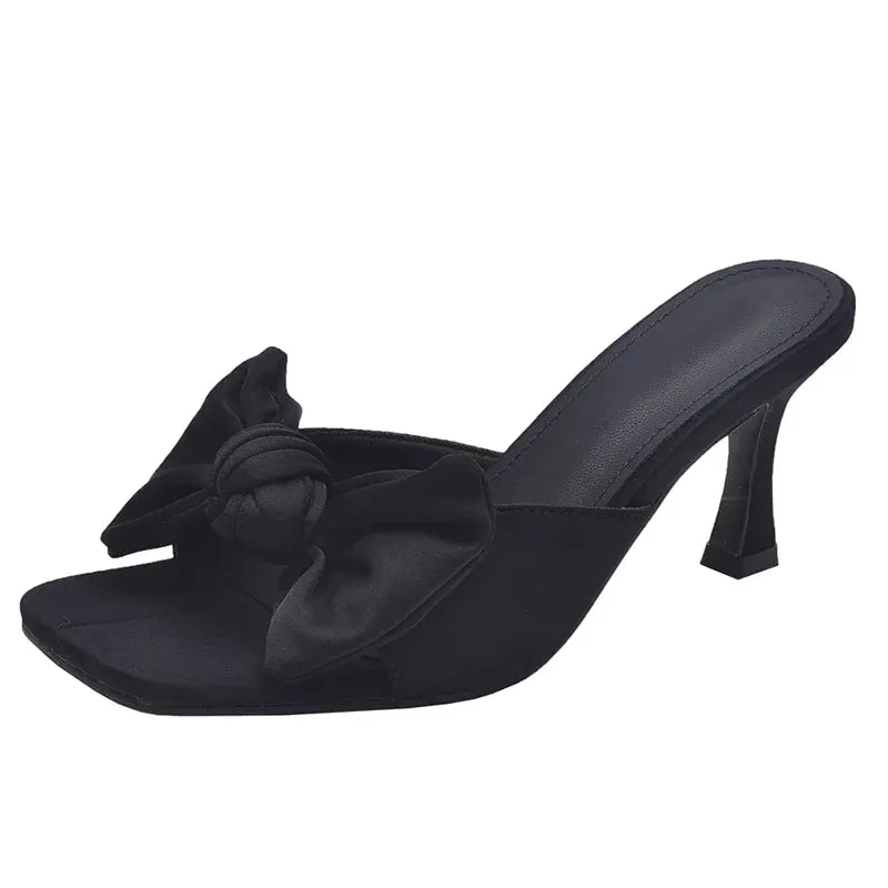 binfenxie  -  Luxury Designer Summer High Heel Women Slipper Fashion Elegant Butterfly-knot Slides Ladies Sexy Party Dress Sandal Pumps Shoes