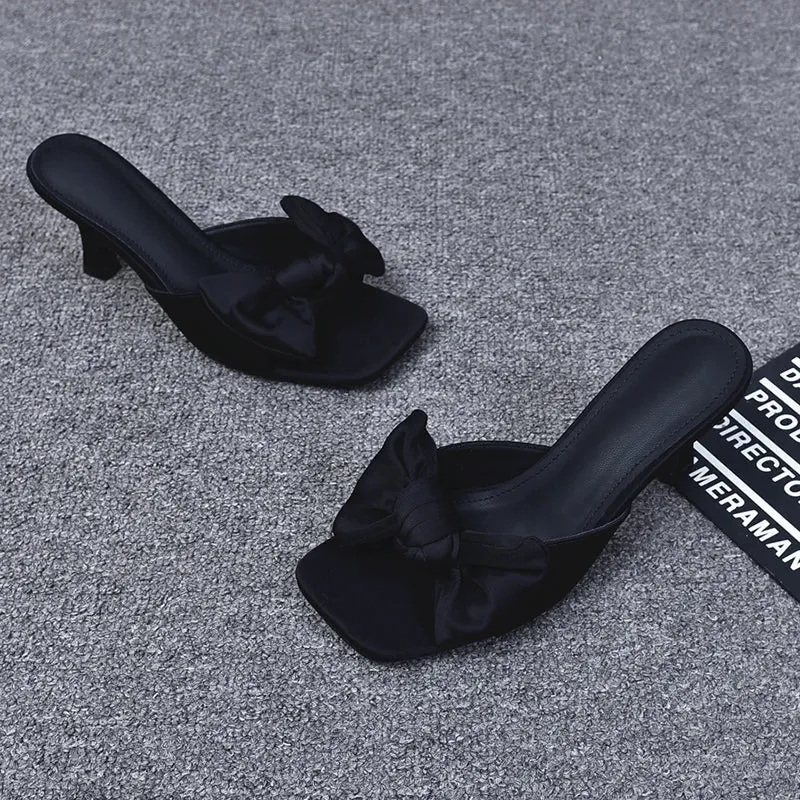 binfenxie  -  Luxury Designer Summer High Heel Women Slipper Fashion Elegant Butterfly-knot Slides Ladies Sexy Party Dress Sandal Pumps Shoes
