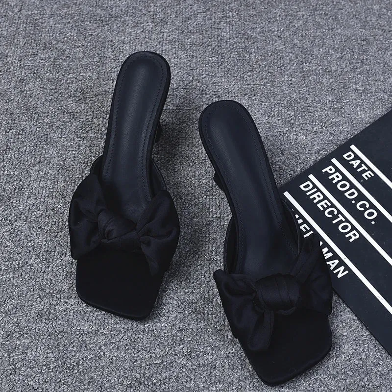 binfenxie  -  Luxury Designer Summer High Heel Women Slipper Fashion Elegant Butterfly-knot Slides Ladies Sexy Party Dress Sandal Pumps Shoes