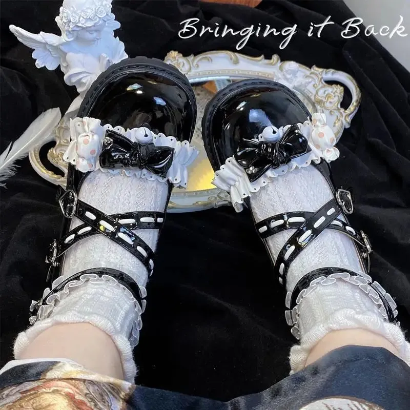 binfenxie  -  Mary Jane Kawaii Lolita Cute Student Doll Shoes Low Heel Flat Women's Shoes Patent Pu Leather Tea Party Shoes
