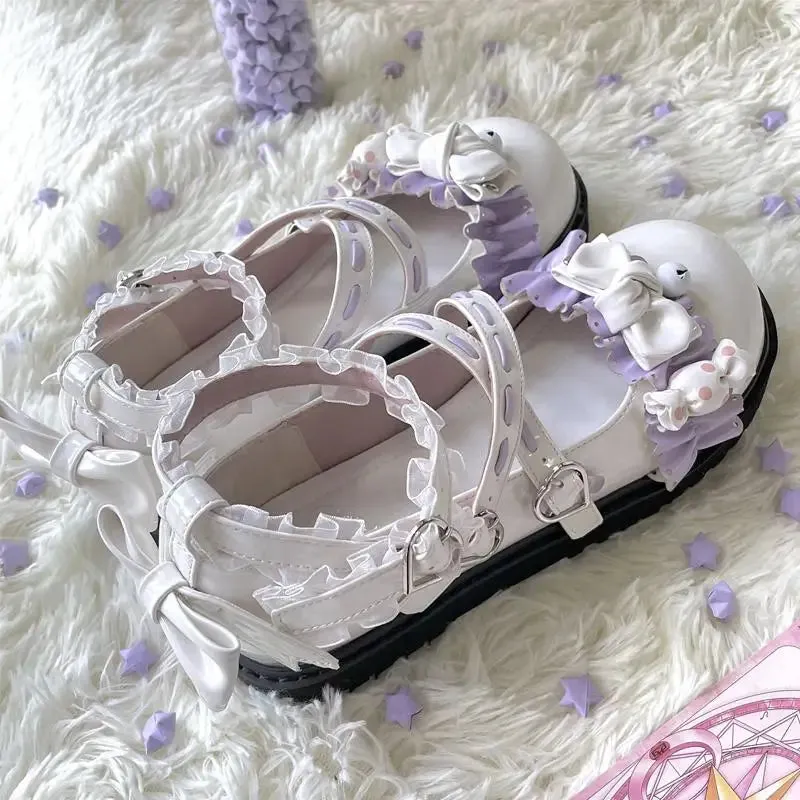 binfenxie  -  Mary Jane Kawaii Lolita Cute Student Doll Shoes Low Heel Flat Women's Shoes Patent Pu Leather Tea Party Shoes
