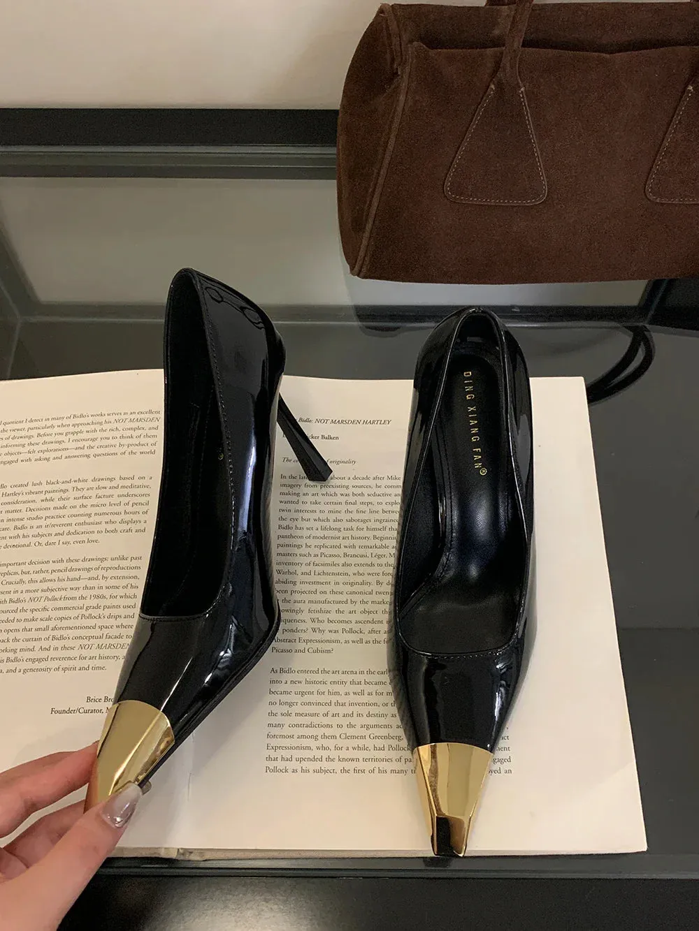 binfenxie  -  Mixed Color Women Pumps Gold/Black Ladies Party Pumps Thin High Heels 9cm Shallow Slip On Office Pumps Shoes Woman Size 35-40