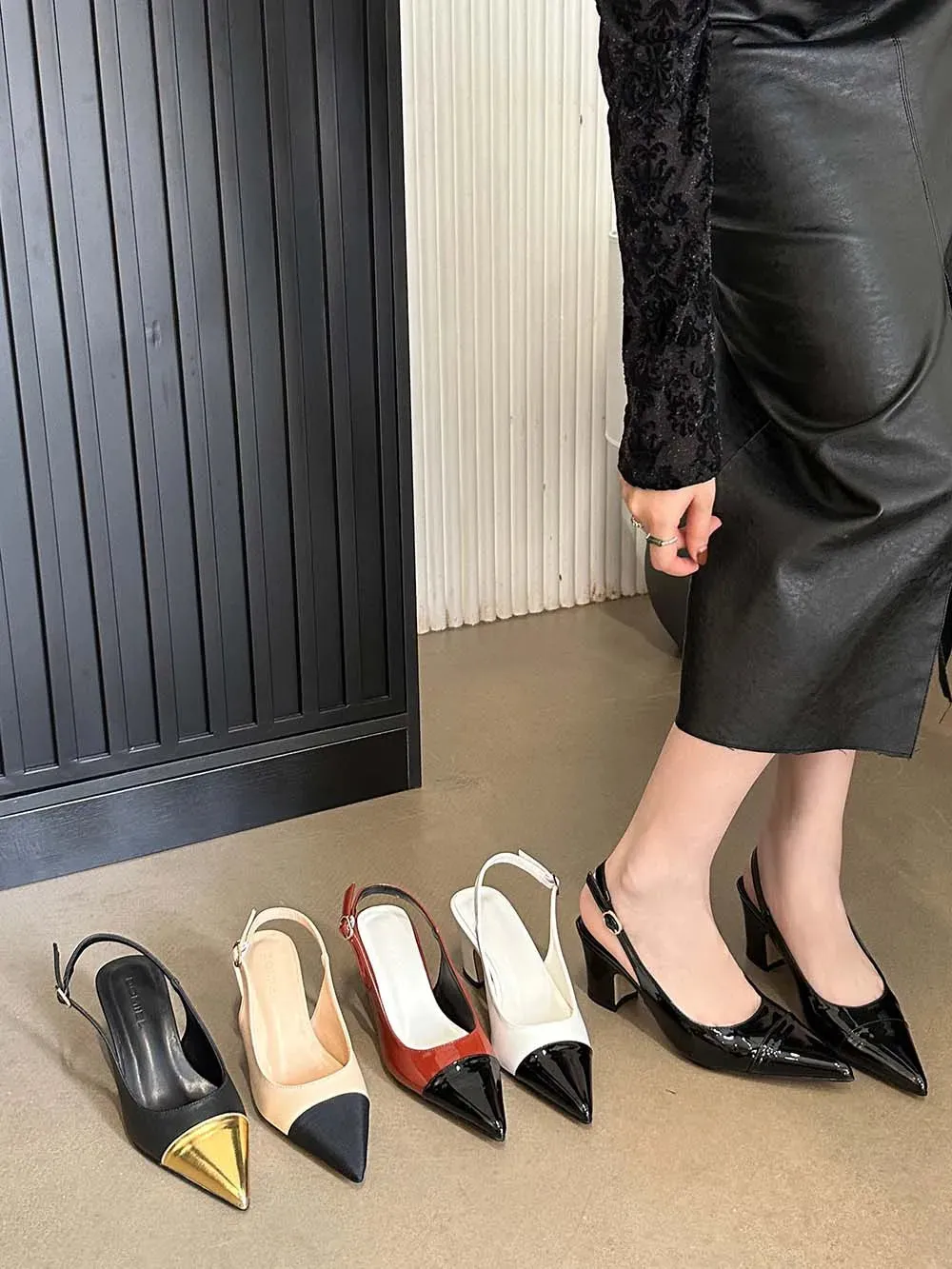 binfenxie  -  Mixed Color Women Sandals Fashion Dress Shoes Thick Mid Heeled Elastic Back Strap Party Pumps Sexy Sandals 35-39 Beige White