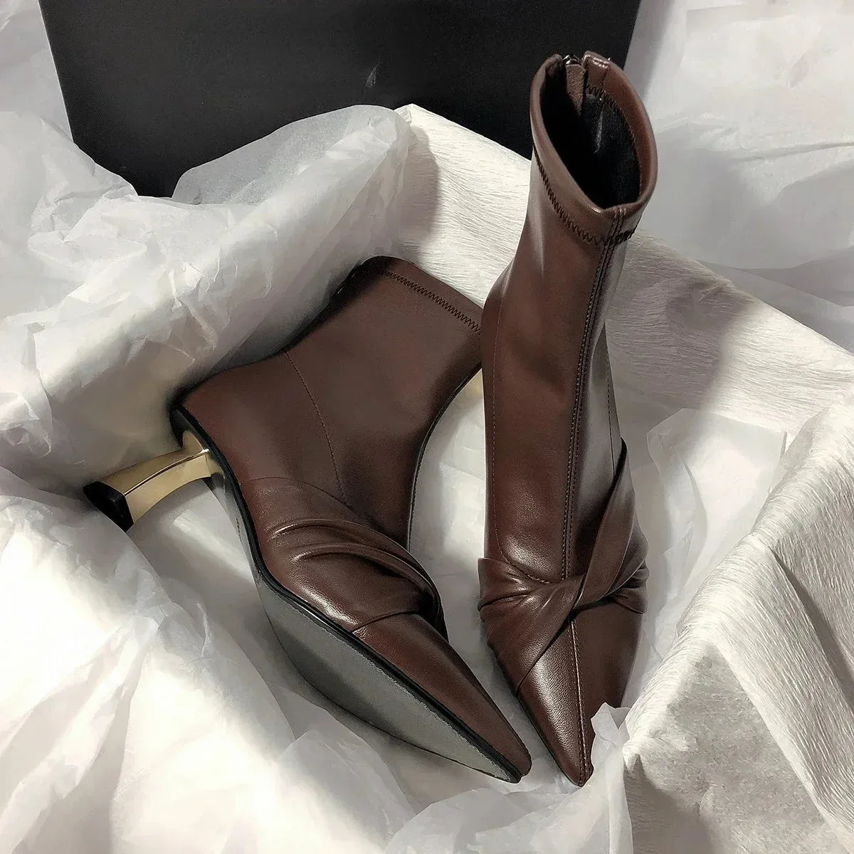 binfenxie  -  Modern Boots Patent Leather Designer Brand Luxury 2024 New Winter Ankel Boots Bow Wedding Party Dress Gladiator Women Shoes