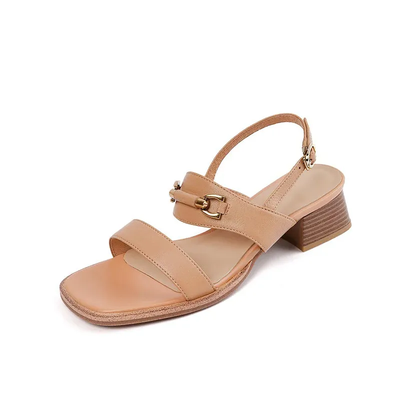 binfenxie  -  New Arrival Women Sandals 2024 Summer Fashion Genuine Leather Thick Heels Shoes Woman Casual Office Ladies Party Luxury Sandals