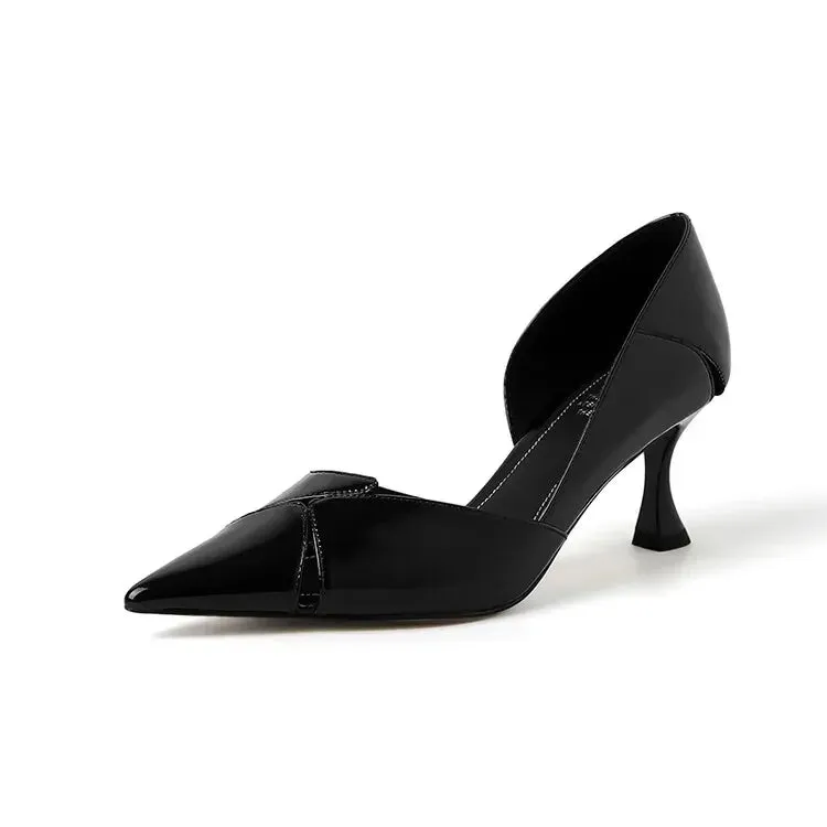binfenxie  -  NEW Spring/Autumn Women Pumps Pointed Toe Thin Heel Women Shoes Split Leather Shoes for Women Solid High Heels Black Party Shoes