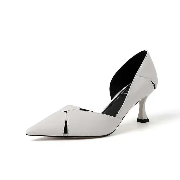 binfenxie  -  NEW Spring/Autumn Women Pumps Pointed Toe Thin Heel Women Shoes Split Leather Shoes for Women Solid High Heels Black Party Shoes
