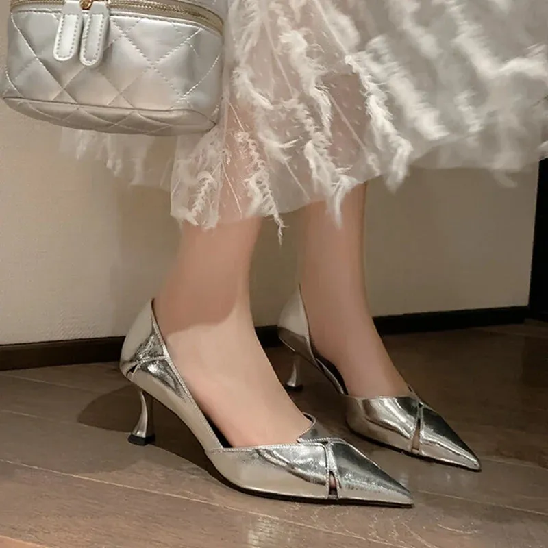 binfenxie  -  NEW Spring/Autumn Women Pumps Pointed Toe Thin Heel Women Shoes Split Leather Shoes for Women Solid High Heels Black Party Shoes