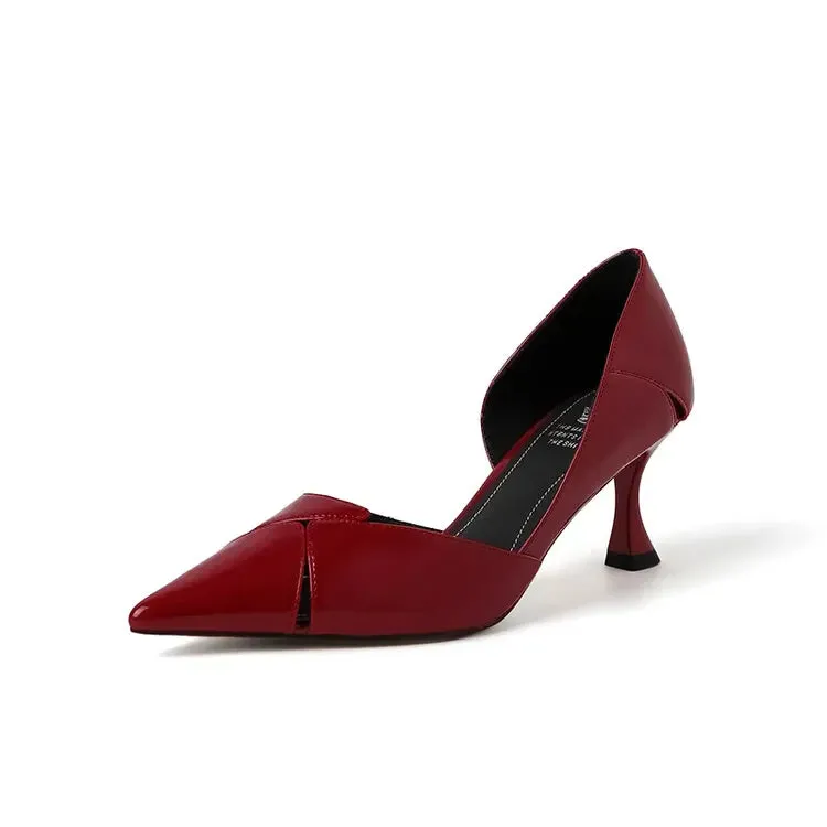 binfenxie  -  NEW Spring/Autumn Women Pumps Pointed Toe Thin Heel Women Shoes Split Leather Shoes for Women Solid High Heels Black Party Shoes
