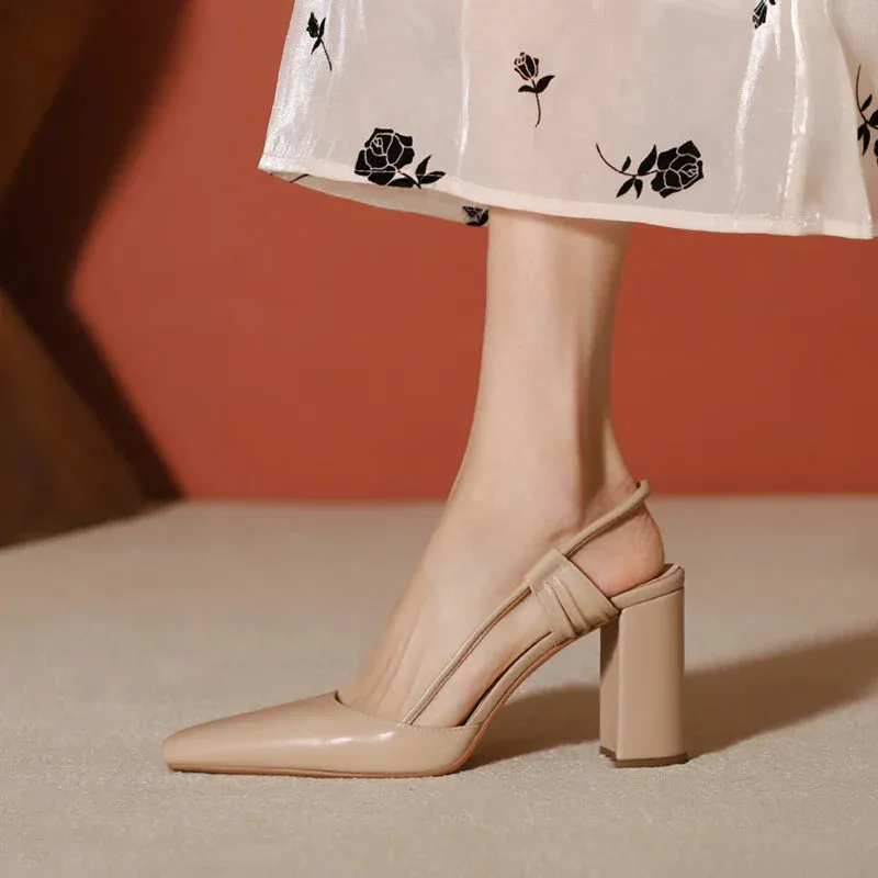 binfenxie  -  New Summer Sandles Women Square Toe Thick Heel French Retro Women Shoes Buckle 8cm High Heel Party Sandals Shoes for Women