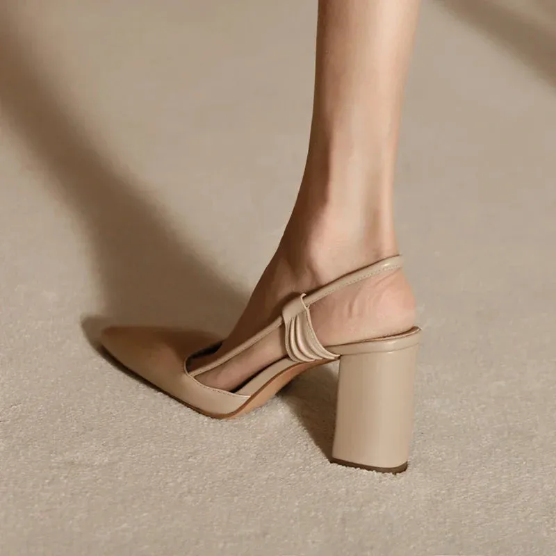 binfenxie  -  New Summer Sandles Women Square Toe Thick Heel French Retro Women Shoes Buckle 8cm High Heel Party Sandals Shoes for Women