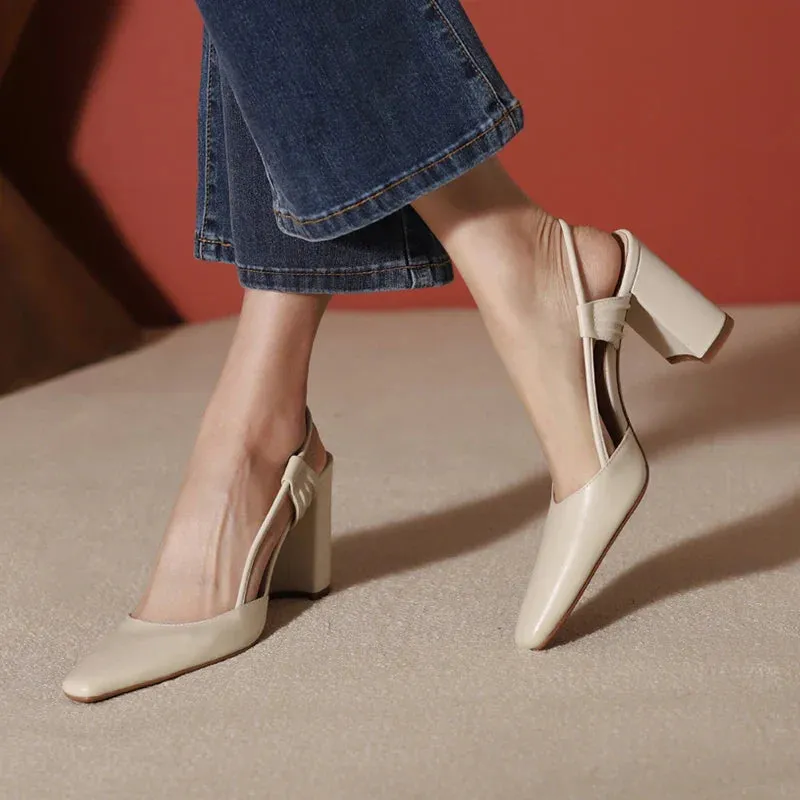 binfenxie  -  New Summer Sandles Women Square Toe Thick Heel French Retro Women Shoes Buckle 8cm High Heel Party Sandals Shoes for Women